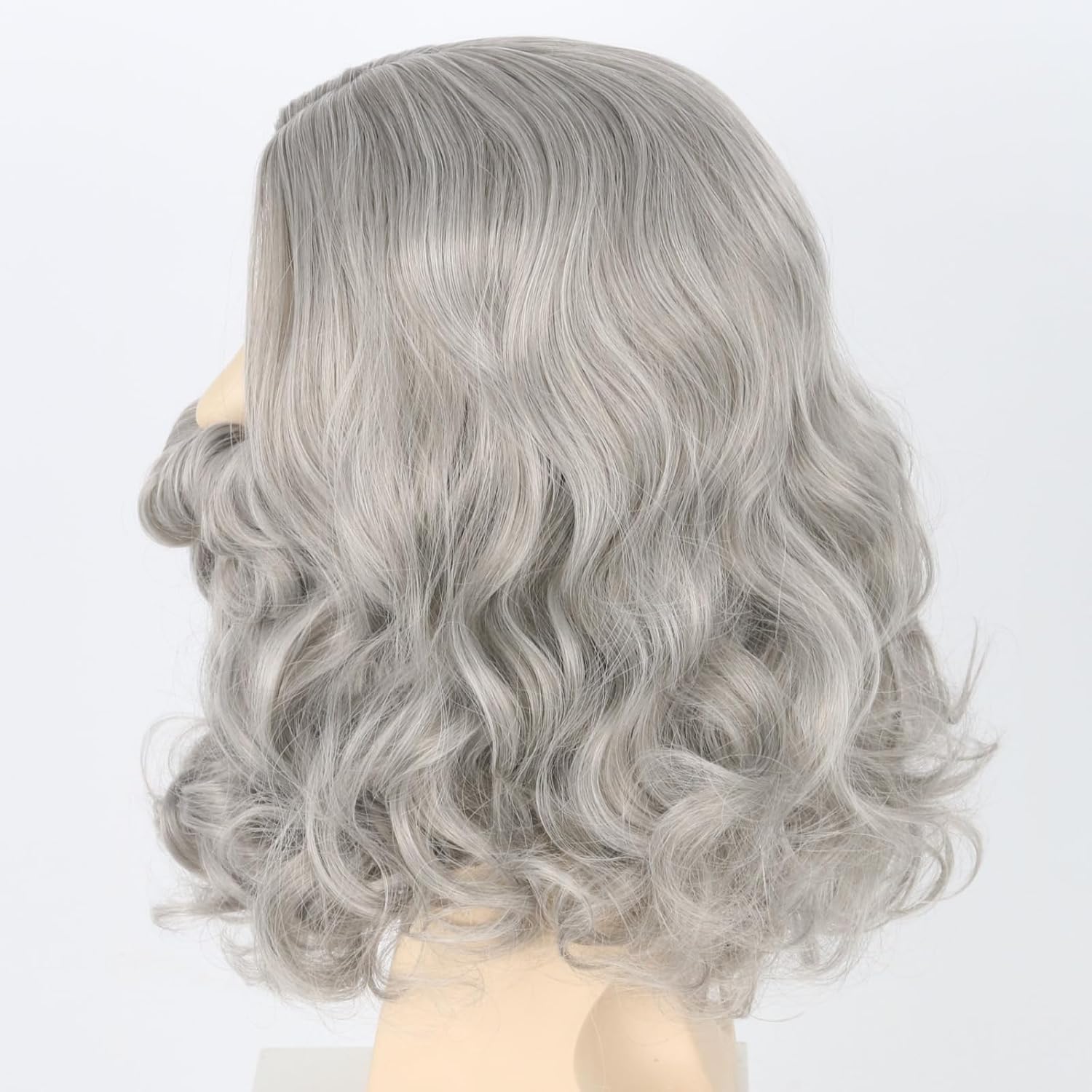 Topcosplay Wavy Grey Old Man Wig and Beard Halloween Costume Cosplay Grandpa Wigs