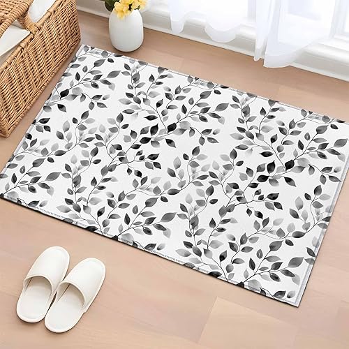 Miniatura 21 de Round Rugs 6ft, Gray Eucalyptus Leaves Non-Slip Area Rugs for Living Room Bedroom Entryway, Summer Botanical Watercolor Retro Washable Carpet Runner