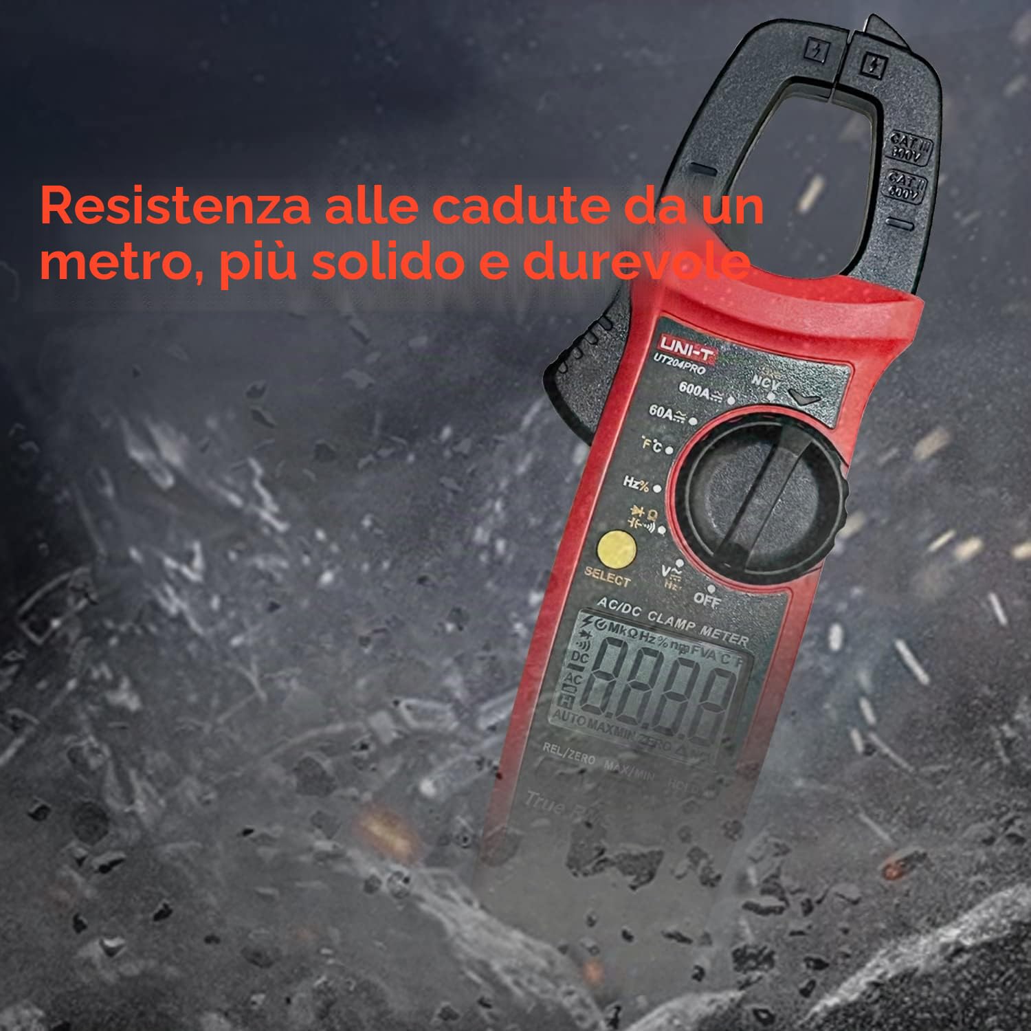 UNI-T UT204PRO Pinza Amperometrica Portatile True RMS, Rilevamento Pinza NCV,600A 600V AC/DC Tensione Corrente,Resistenza,Capacità，Frequenza, Temperatura,Rilevamento Firewire