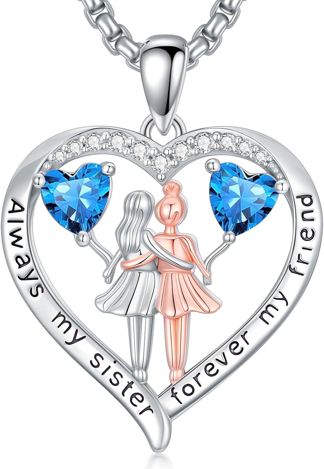 Valentines Day Gifts for Sister Birthstone Pendant Necklace Always My Sister Foreve...