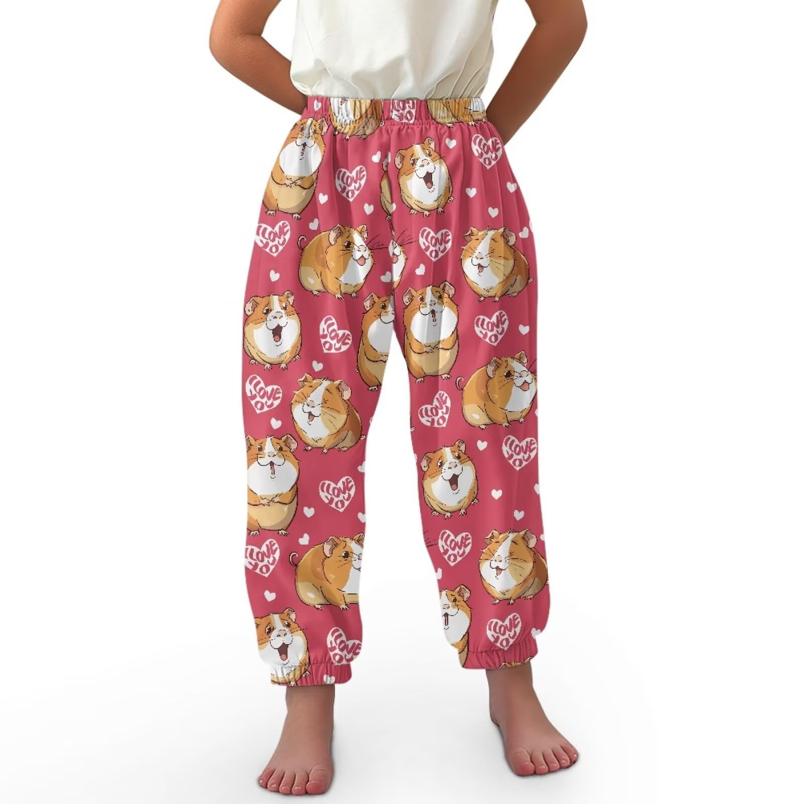 BYCHECAR Guinea Pig Heart Little Girls Yoga Trousers Beach Pants Casual Loose Harem Pants Kids Long Bloomers Baggy Activewear Sweatpants XL Size
