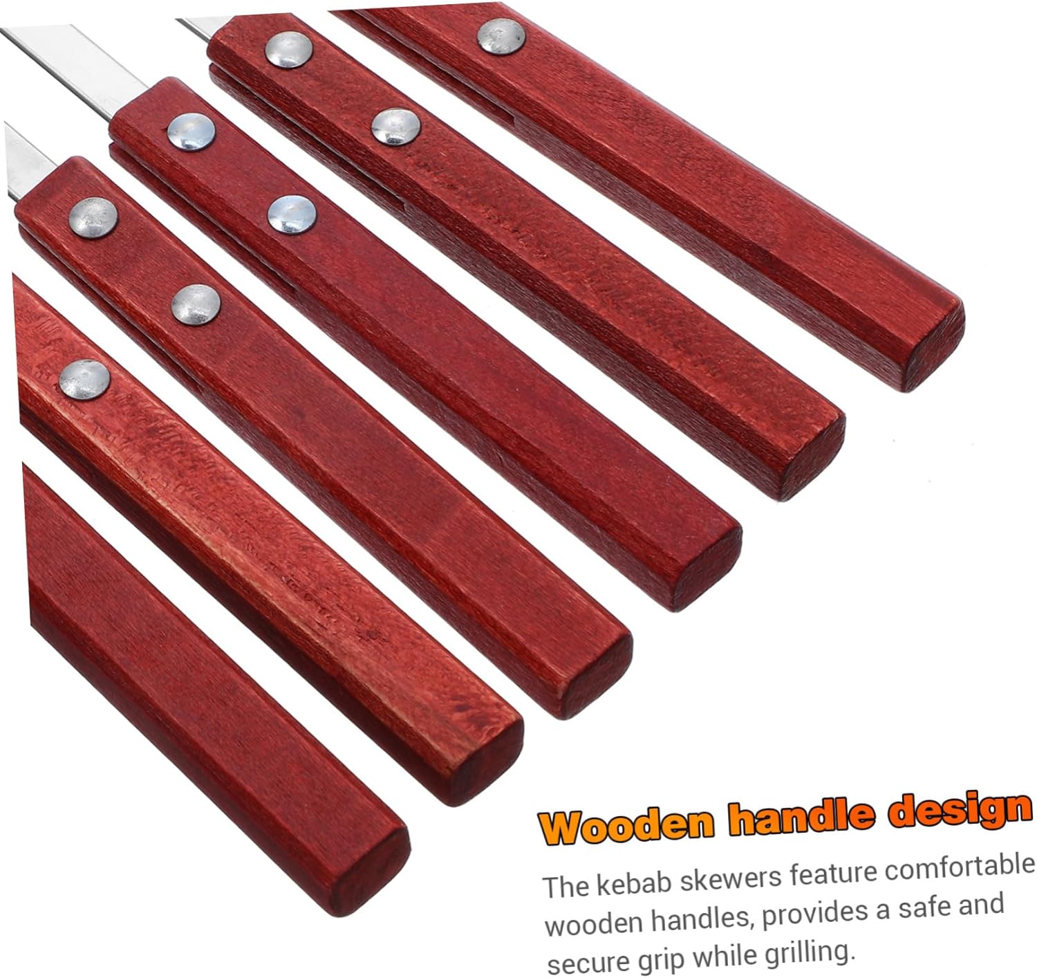 balacoo 30pcs Grilling Skewers Flat Barbecue Sticks Stainless Steel for Roasting Outdoor Activities