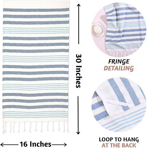 Miniatura 4 de Folkulture Toallas de mano para baño (16 x 30) Juego de 2 toallas de mano decorativas con lazo para colgar Juego de toallas de mano turcas 100%