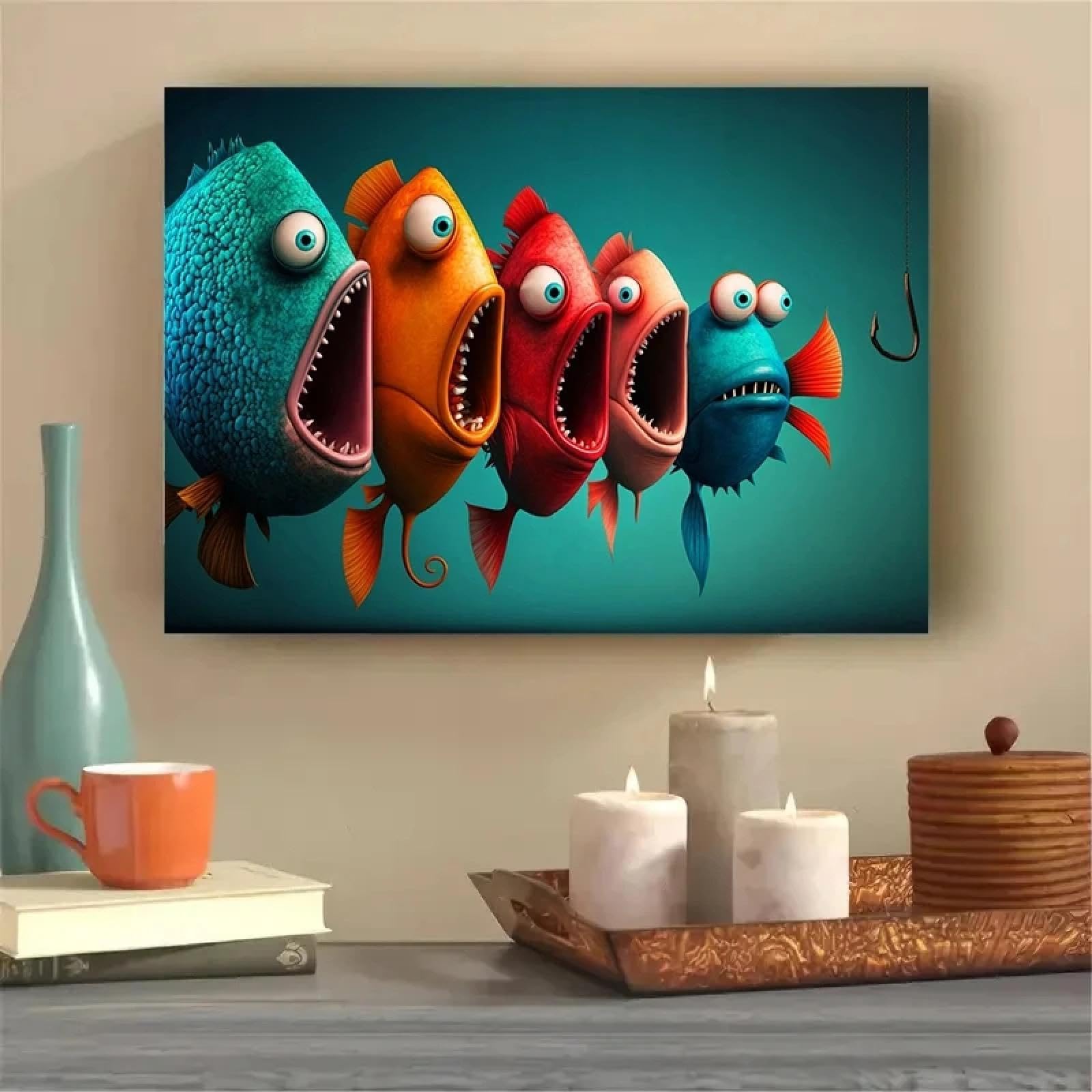Affiche poisson dessin animé 50x70 cm pour décoration murale de chambre - 8