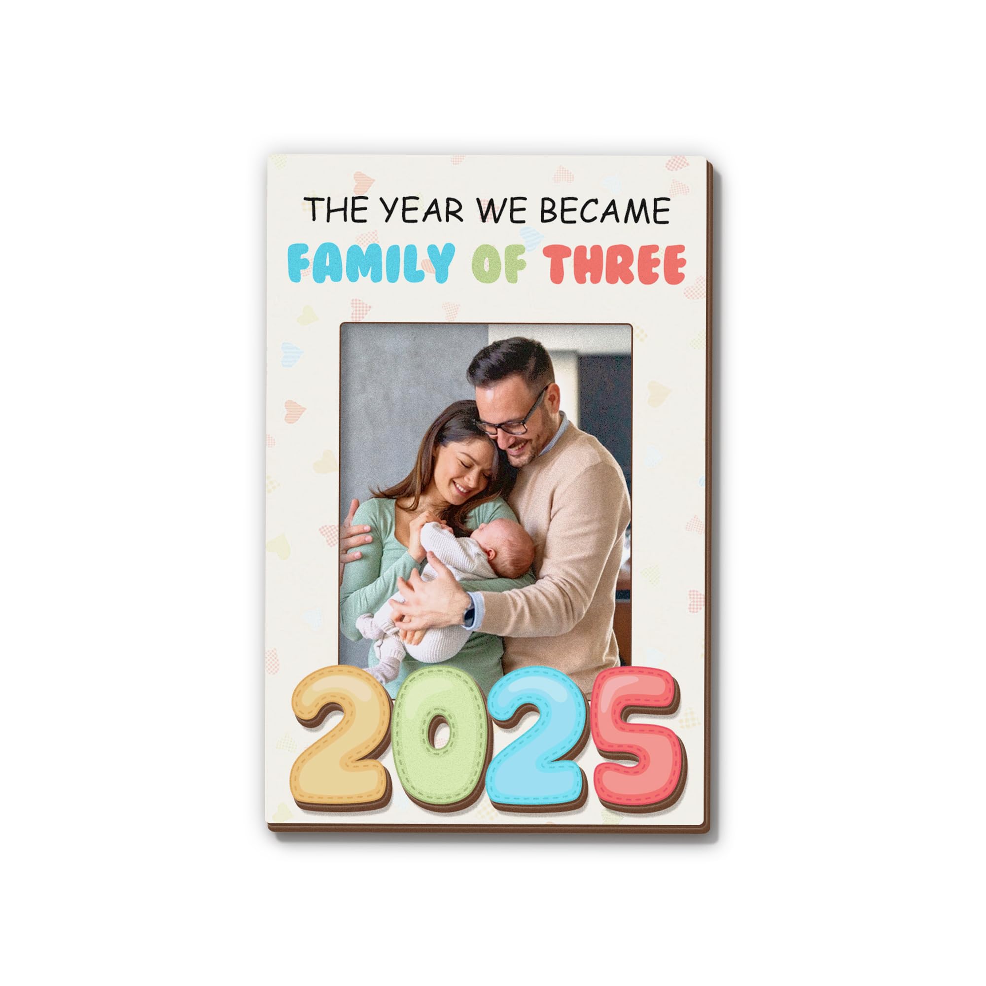GIFTELIX Magnetic Picture Frames - The Year WE Became Family of Three 2025 - Baby Coming 2025 Magnet - Unique Item for Women Mothers Day - New Mom Dad Present - Magnetic Frames for Refrigerator Decor