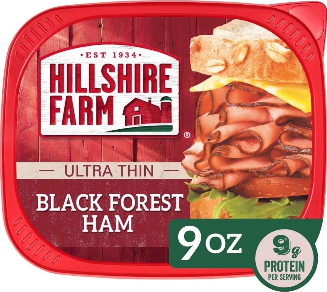 Hillshire Farm Jamón de la Selva Negra en rodajas ultrafinas, 9 oz | Sin gluten; sin ingredientes artificiales; sin nitratos ni nitritos añadidos; ideal para sándwiches, wraps y embutidos