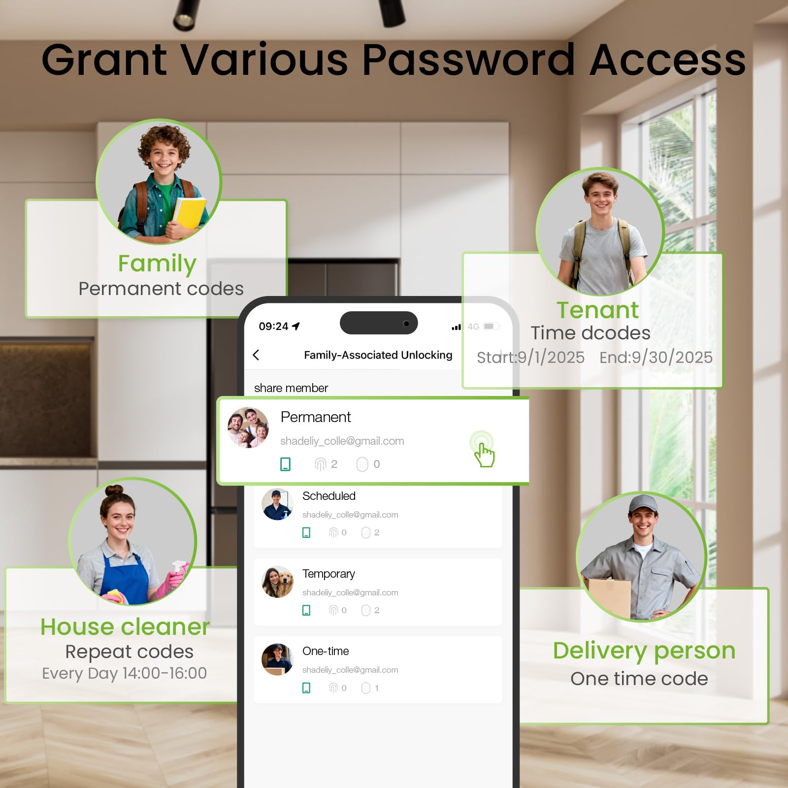 GHome Smart deadbolt Lock, Keyless Entry Door Lock for Front Door, App Remote, Auto Lock, Easy Installation, Fingerprint Door Lock with Keypad for Home, Airbnb, Apartment, Garage, Black