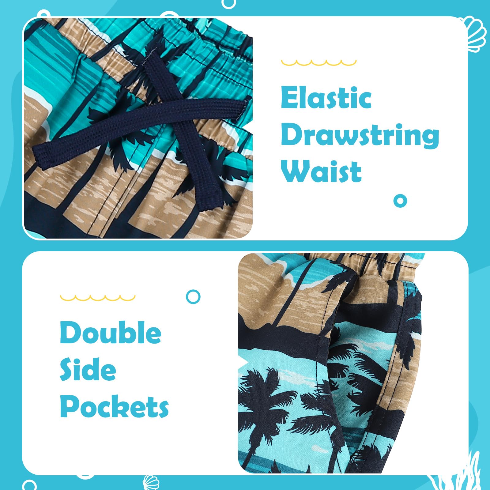 LACOFIA 2 Piezas Bañador Niños 2 en 1 Pantalones Cortos Playa/Piscina con Forro de Compresión Ropa de Baño para Niño Short de Natación con Cintura Elástica para 2 a 14 años