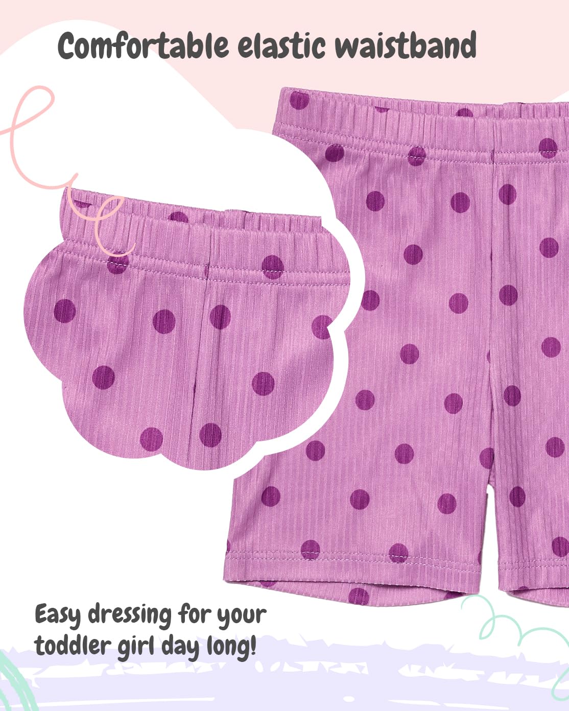 Disney Minnie Mouse Toddler Girl 2-Piece Bike Short Outfit – Biker Shorts and Top Clothes Set (Orchid, 2T)