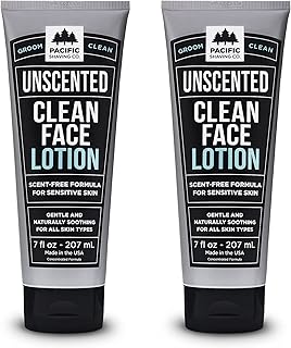 Pacific Shaving Company Clean Face Lotion - UNSCENTED | Natural Face Lotion for Sensitive Skin (7 oz) - Pack of 2