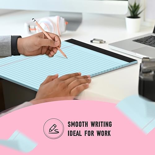 Miniatura 6 de Bloc de notas de 8.5 x 11 pulgadas, bloc de notas de colores, rayas anchas, paquete de 12 blocs de notas de 8.5 x 11, blocs de notas perforados