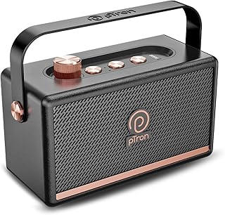 pTron Fusion Pro Retro Signature 20W Bluetooth Speaker with Pristine Sound, 8 Hours Playtime, Dual Drivers, Playback via BT5.3/USB/TF Card, Easy Controls, Portable Speaker & Type C Charging (Black)