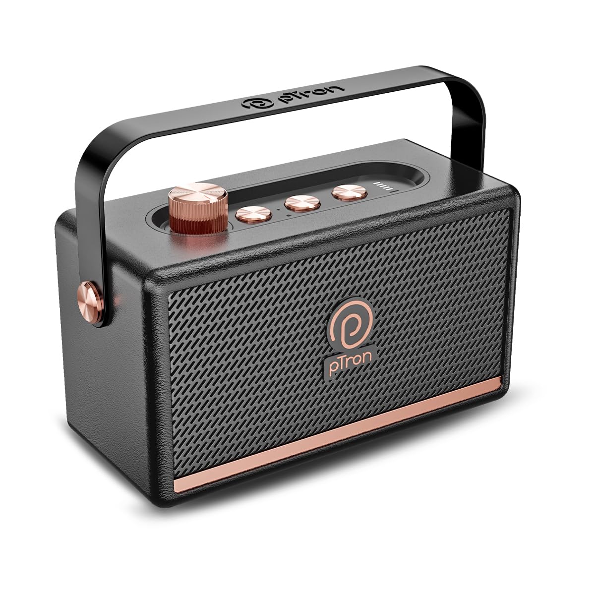 pTron Fusion Pro Retro Signature 20W Bluetooth Speaker with Pristine Sound, 8 Hours Playtime, Dual Drivers, Playback via BT5.3/USB/TF Card, Easy Controls, Portable Speaker & Type C Charging (Black)-image-44