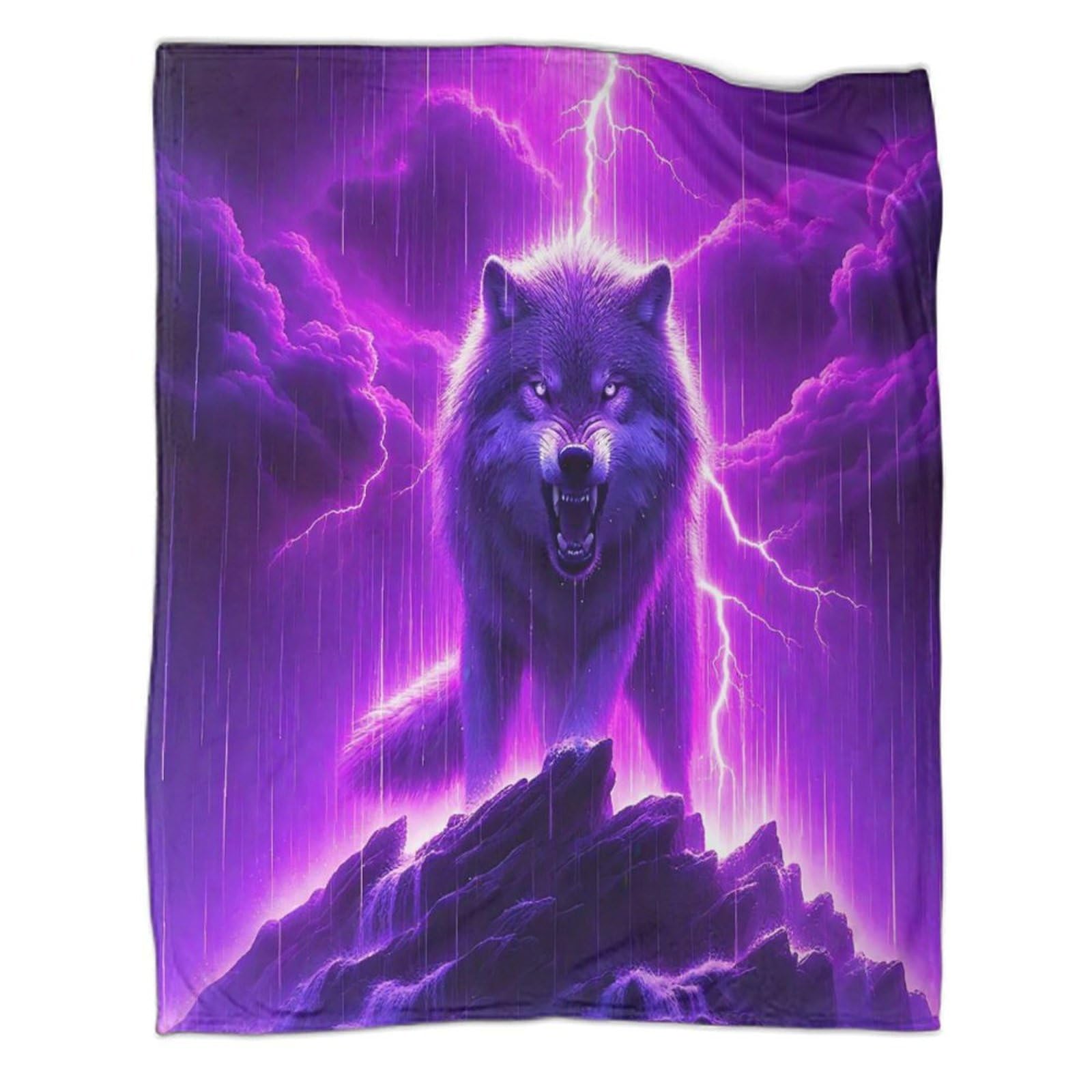 Couverture flanelle loup motif 3D douce et pelucheuse de luxe