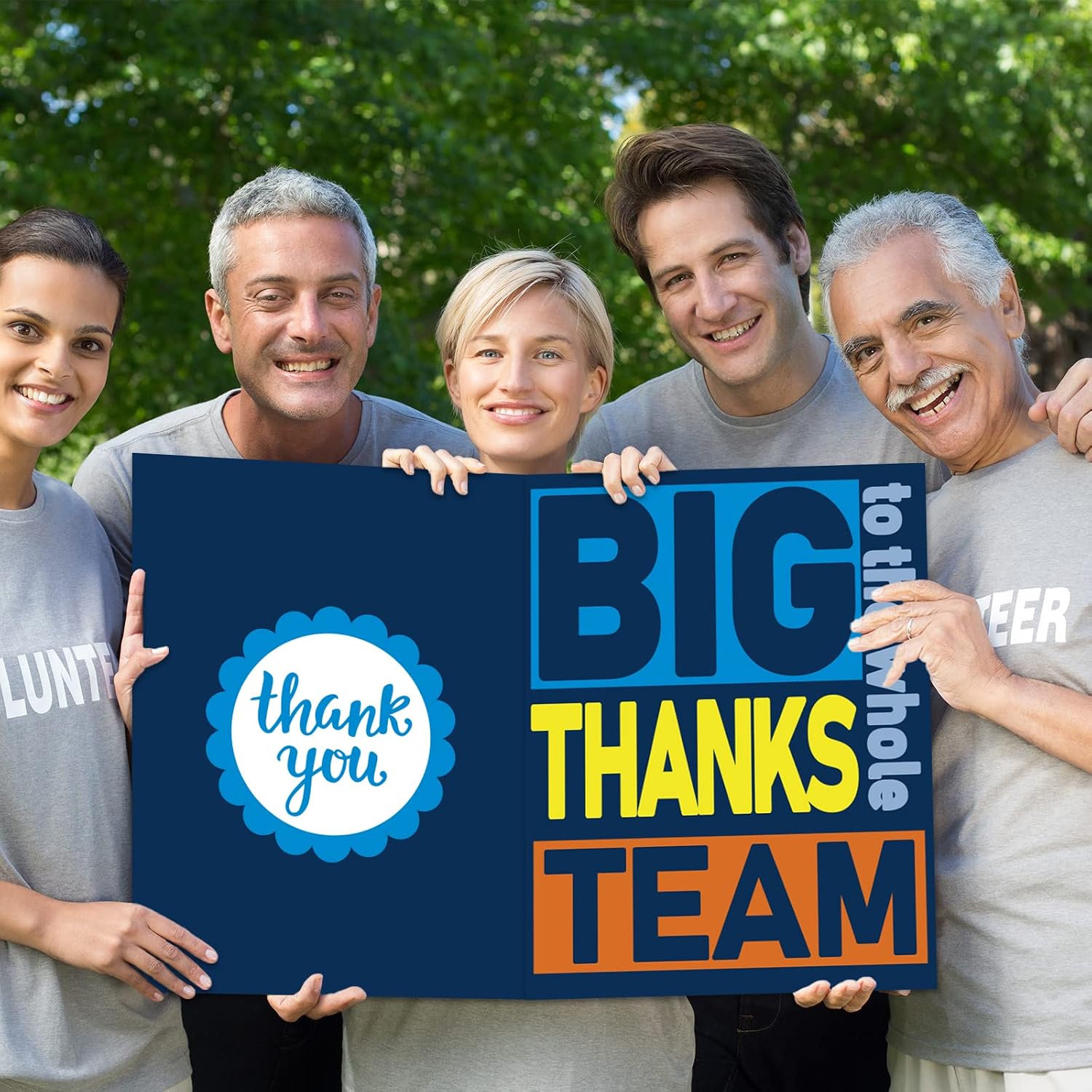 Big Thanks To The Whole Team Jumbo Greeting Card with Envelope Oversize Thank You Group Team Card Blue Gift Large 14 x 22 Inch