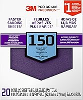 3M Pro Grade Precision 150 Grit Sanding Sheets 20-Pack, No-Slip Grip, 9x11in Wet/Dry Sandpaper for Wood, Drywall, Metal