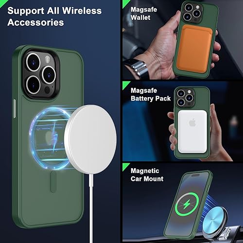 Miniatura 2 de MOCCA Funda magnética fuerte para iPhone 14 Pro Max compatible con Magsafe protección de grado militar de 10 pies translúcida mate delgada a prueba