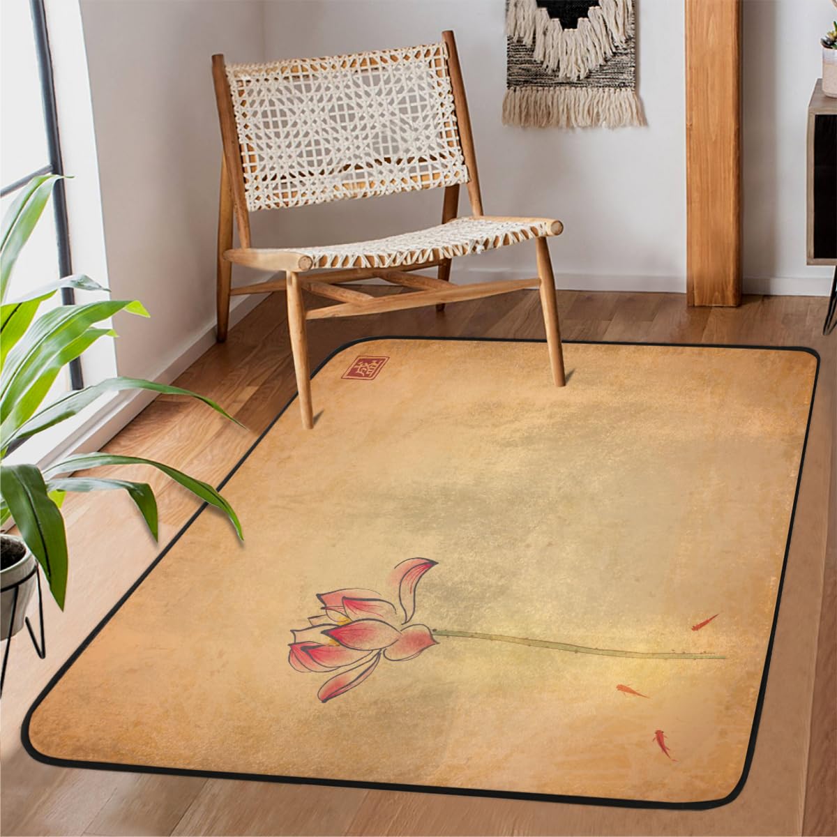 Tapis de salon japonais vintage et grand tapis chambre lavable 122x160