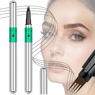 Microblading Eyebrow Pen Stocking Stuffers for Women, Waterproof Eyebrow Pencils for Women Hair Like Natural Brow Contouring Pen, Precise Thin Four Forks Tip Liquid Pencil Long Lasting, Dark Brown