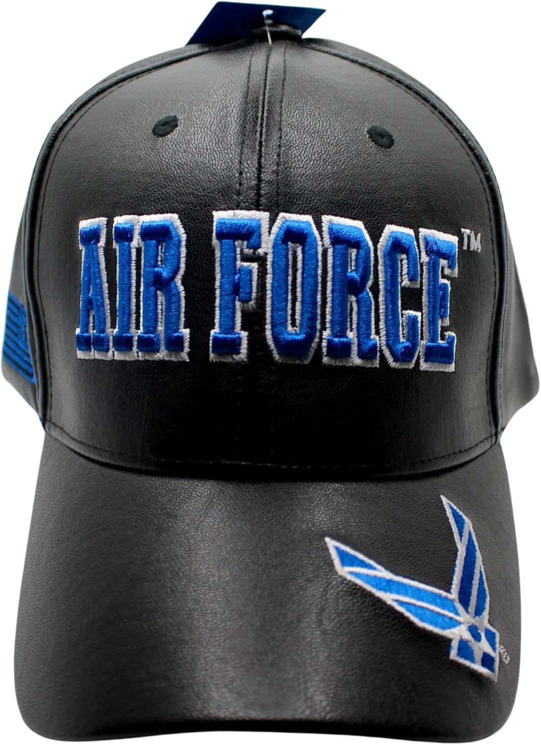 U.S Air Force Baseball Cap, Black Faux Leather, USAF Embroidered, Officially Licensed U.S Air Force Hat