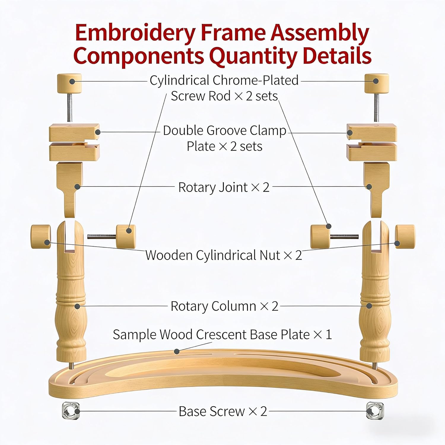 Embroidery Hoop Stand Adjustable - 360°Rotated Embroidery Frame Stand, Cross Stitch Stand, Beech Wood Embroidery Hoop Holder