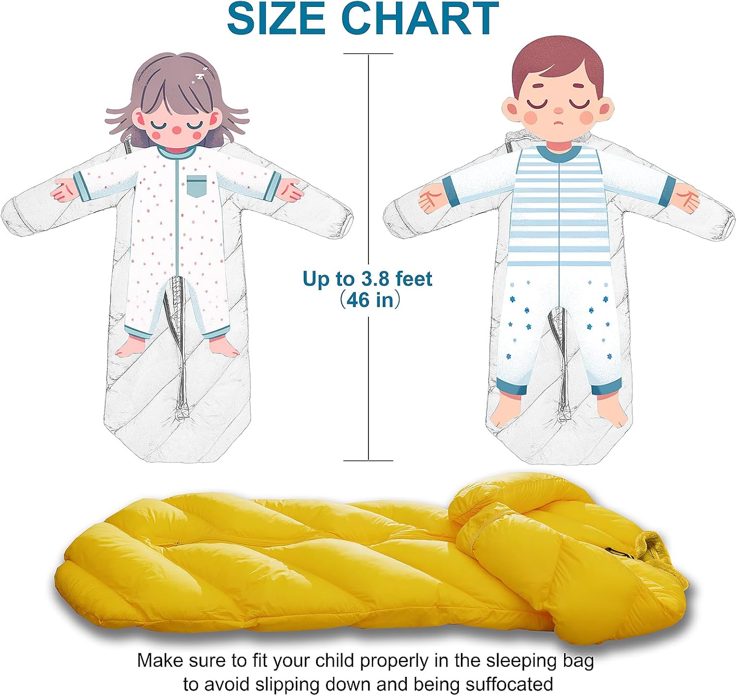 T40 Toddler Sleeping Bags Boys Girls |Ages 2-4| Puffy Kids Sleeping Bag Camping Sleepovers |up to 46 in| Lightweight Compact Comfort for Indoor Outdoor | Machine Washable (Yellow) - Image 4
