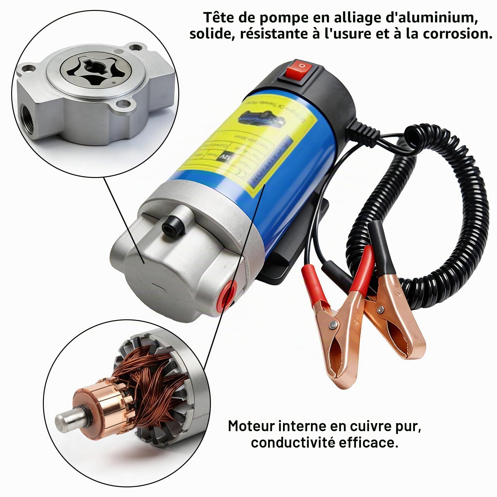 Pompe d'aspiration d'huile, 12 V, 100 W, pompe à huile électrique, auto-amorçante et silencieuse, pompe de vidange d'huile pour voiture, moto, bateau, camping-car