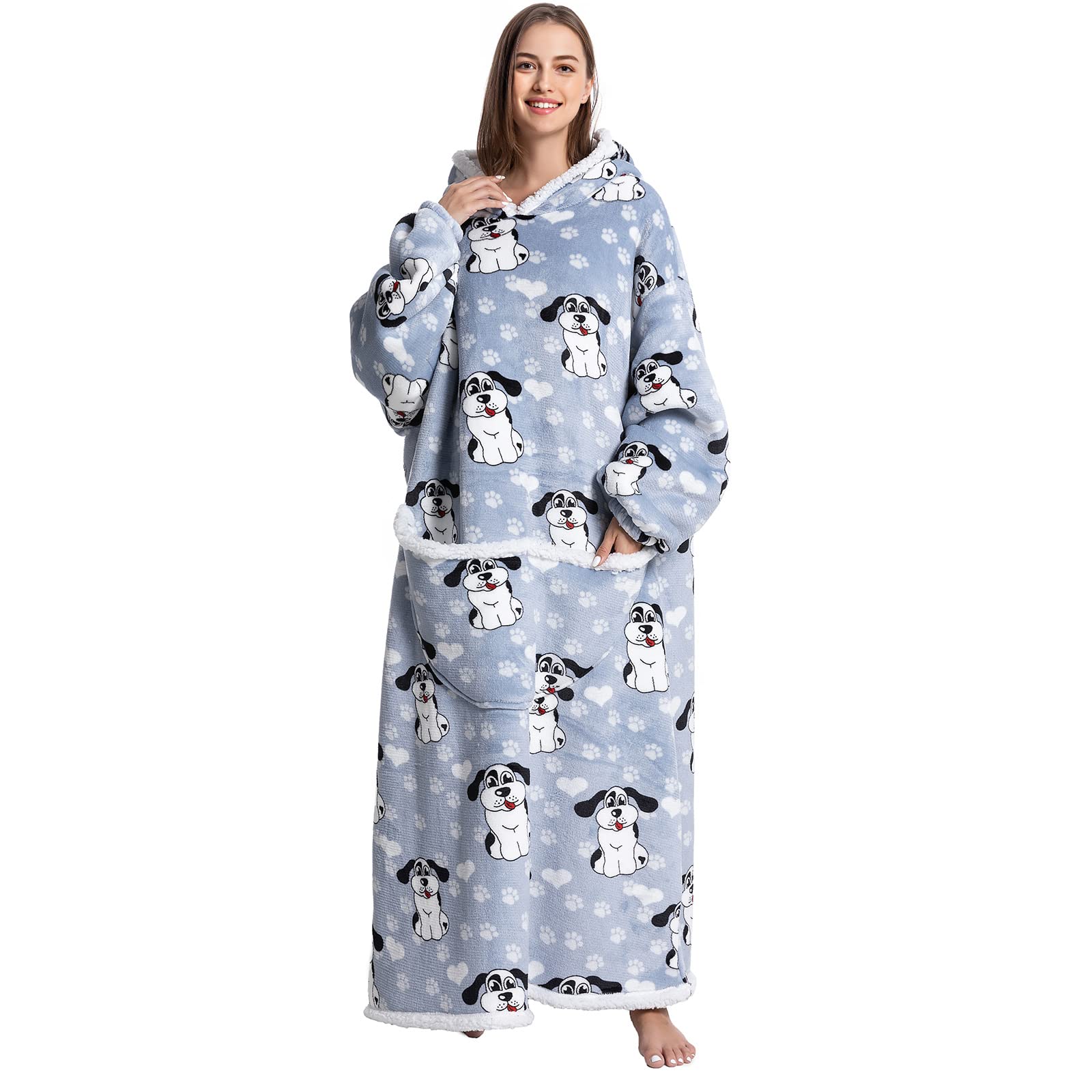 JOREAY Oversized Blanket Hoodie - Sherpa Fleece Wearable Blanket for Unisex Adult Women Men, Fluffy Giant Comfortable Hooded Sweatshirt