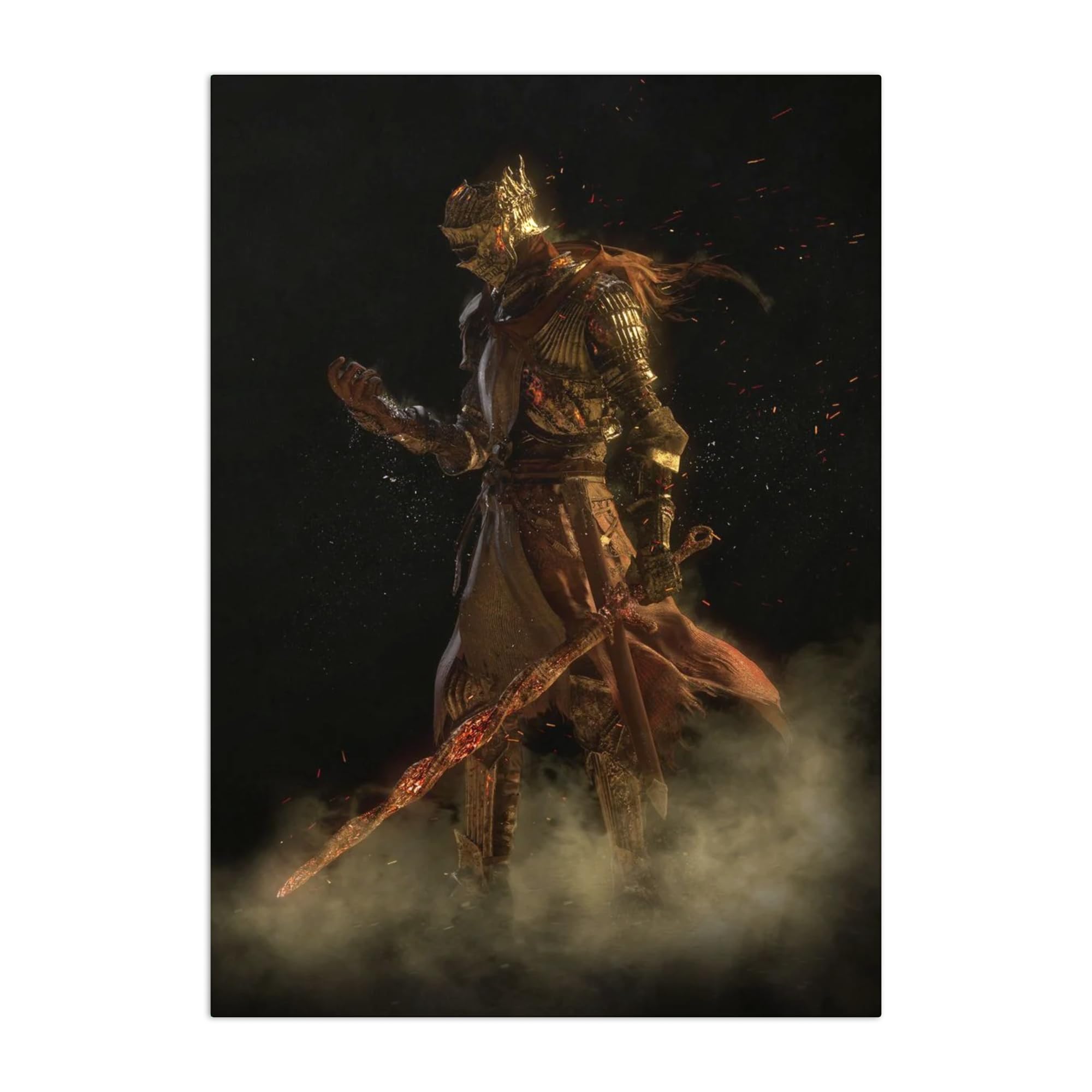 Displate Affiche Métallique Dark Souls - Lordran - The Fire Fades - Déco Maison Chambre - Cadeau - Decoration Murale Salon Metal Poster 32 cm x 45 cm