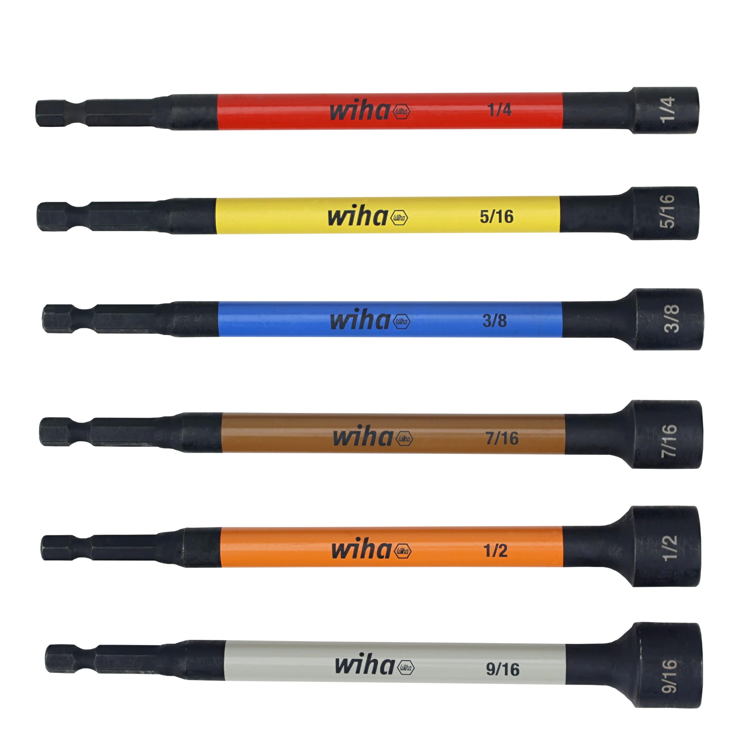 Wiha 70486 Color Coded Magnetic Nut Setter SAE 6 Pc. Set