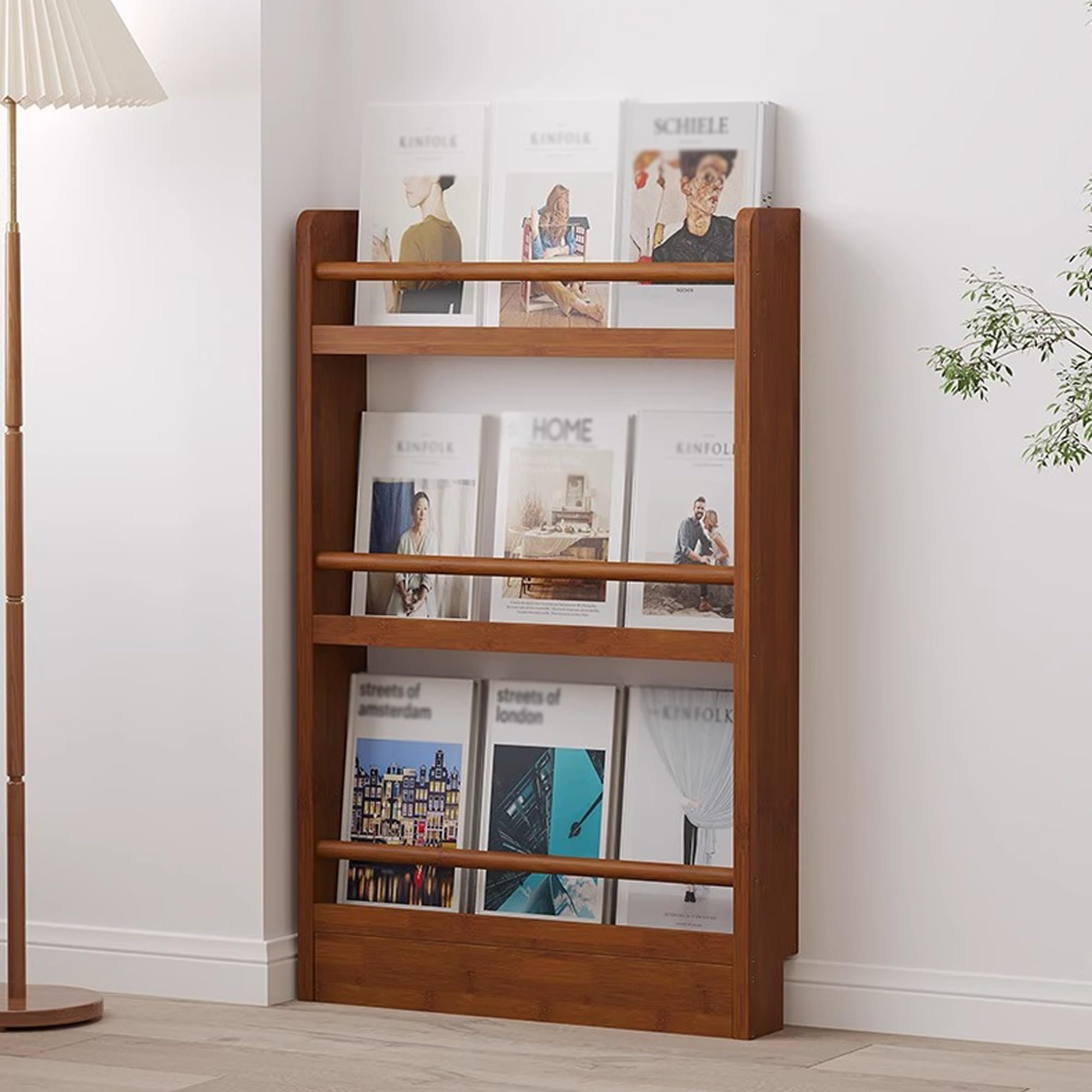 Estantería de bambú ecológica de 5 niveles con diseño vertical autoregulable