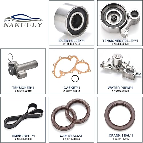 Miniatura 3 de Nakuuly Kit de correa de distribución con bomba de agua compatible con Toyota 1996-2002 4Runner 1995-1998 T100 1995-04 Tacoma 2000-2004 Tundra 3.4L