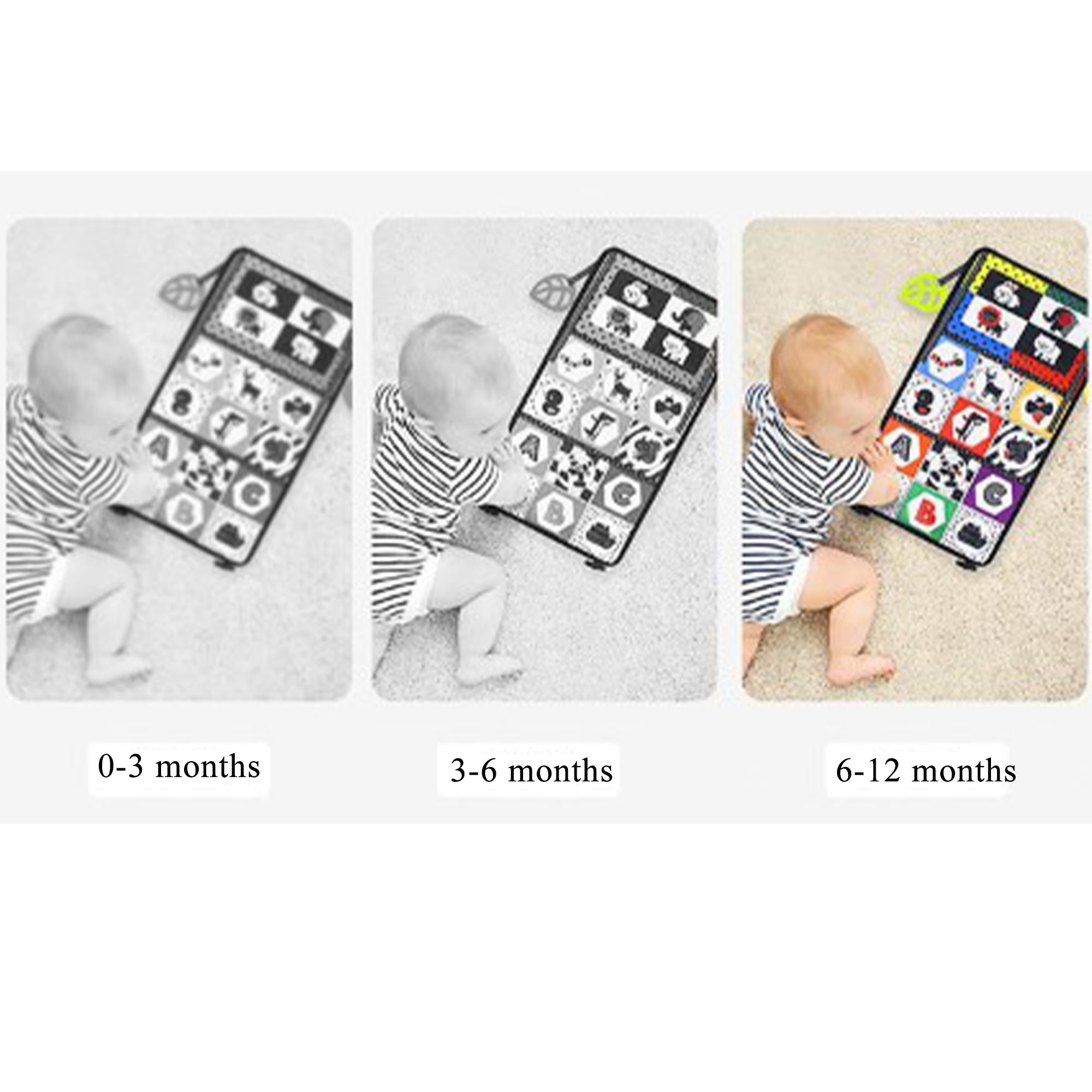 Miroir D'Éveil Bébé Montessori SQAQS - Livre Sensoriel Avec 2 Gommes Dentaires Et Miroir Pliable