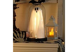 Halloween Ghost Light in Glass Cloche