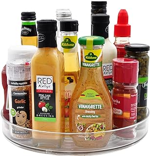 Large Lazy Susan Rotating Turntable Organizer - for Kitchen, Pantry, Cabinet, Dining Table, Fridge, Countertop，Vanity - Spinning Food Storage Container for Spices, Condiments- Clear，11 Inches （1 Pack）