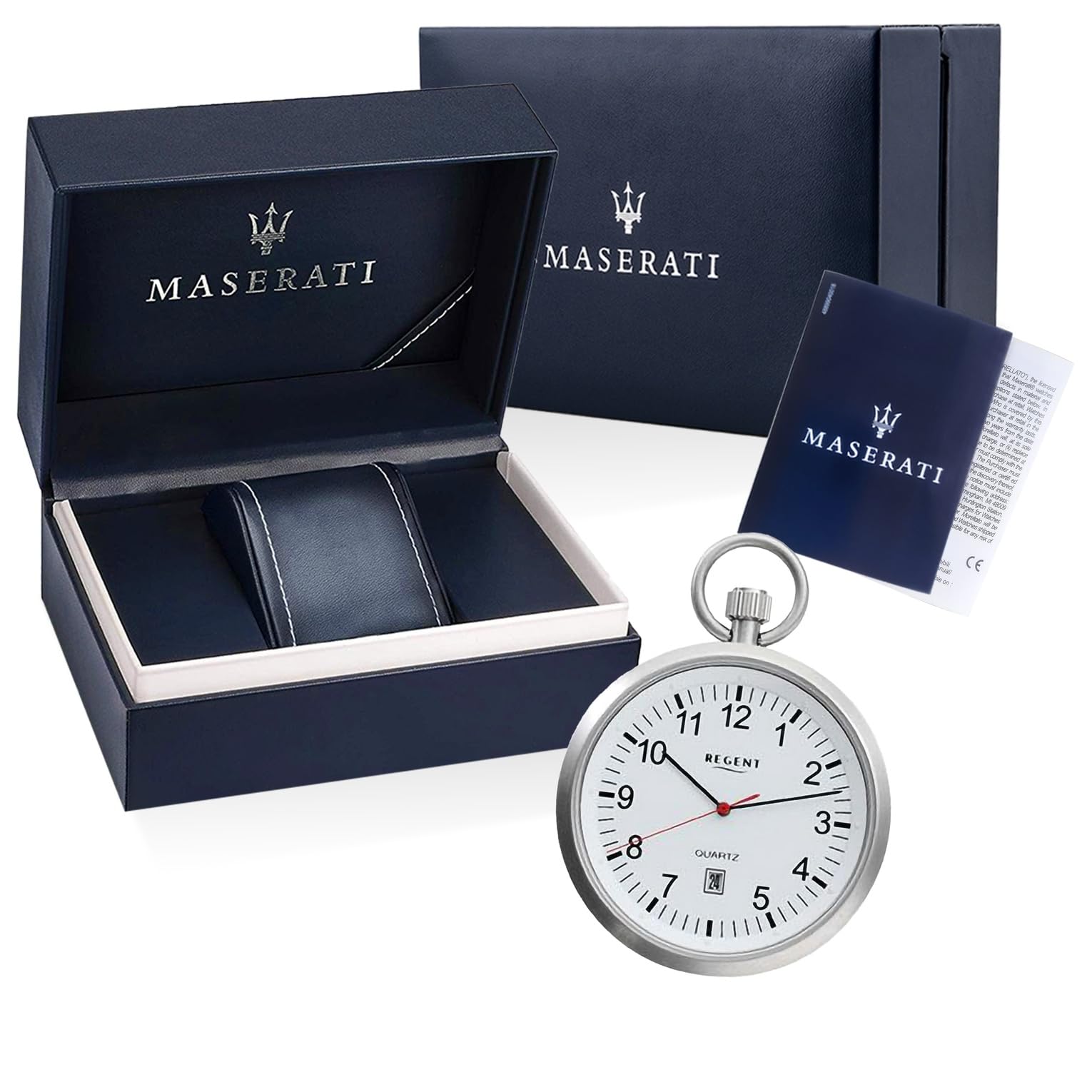 REGENT Herren Taschenuhr aus Edelstahl 43 MM Durchmesser Miyota Quarzwerk Flaches Mineralglas in verschiedenen Varianten