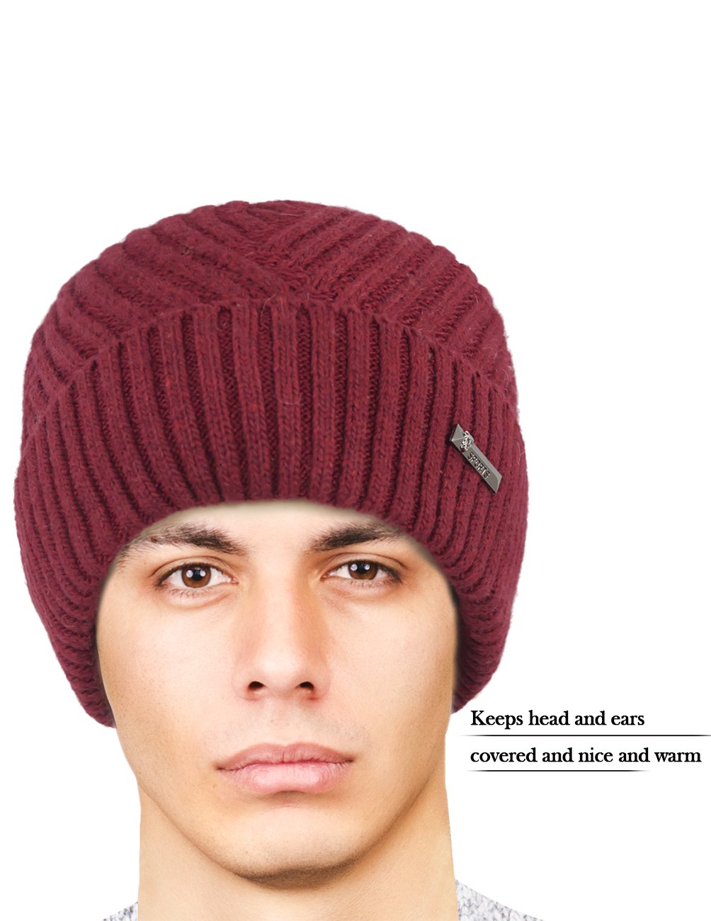 Dahlia Skullies & Beanies - Gorro de lana para hombre, gorro de invierno de punto, forro polar,