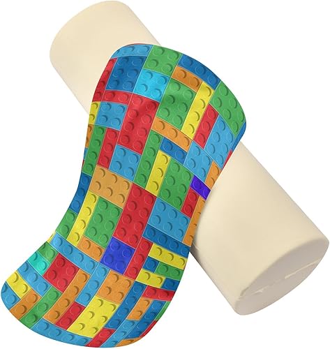 Miniatura 2 de Jihqo Almohada redonda con funda, bloques de construcción, almohada cervical, almohada cervical, soporte de cuello de espuma viscoelástica para