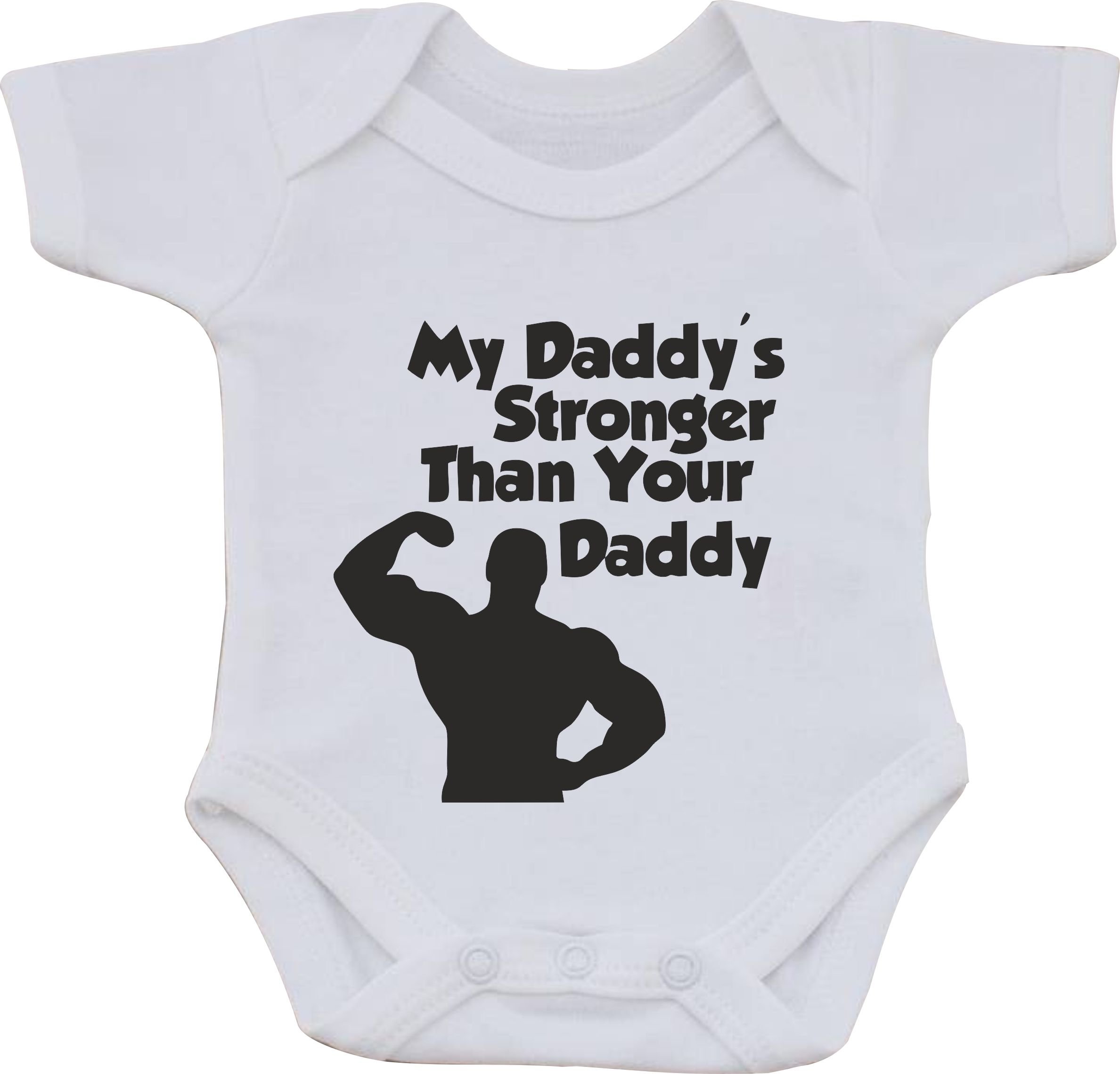 Magic Moments White My Daddys Stronger Than Your Daddy Funny Cotton Baby Vest Or Bib (0 To 3 Months)