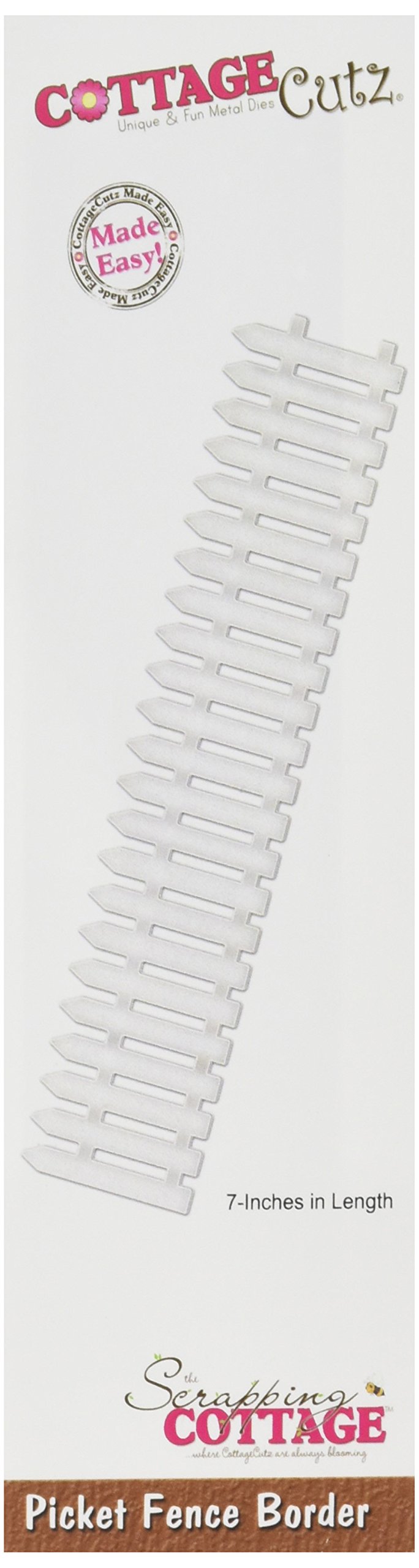 CottageCutzBorder Die with Foam, 1 by 7-inch, Picket Fence