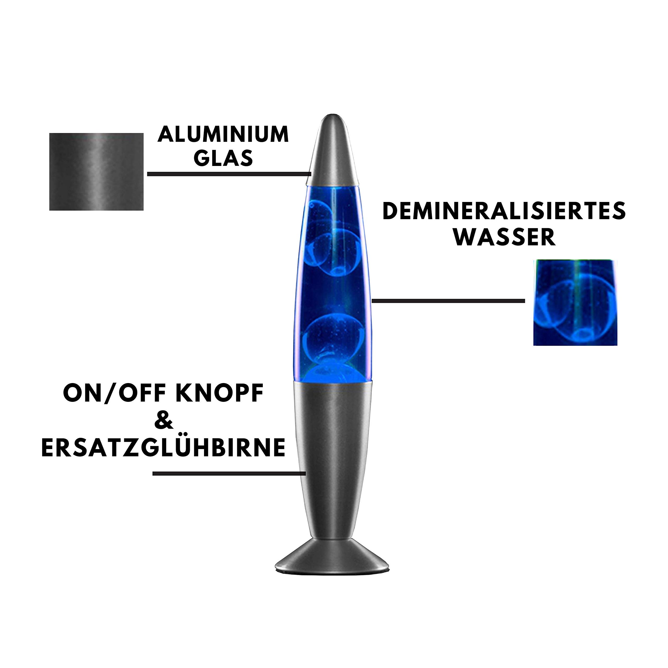 MissionMars Lámpara de lava roja, azul, verde, 34 cm, 230 V, incluye luz led