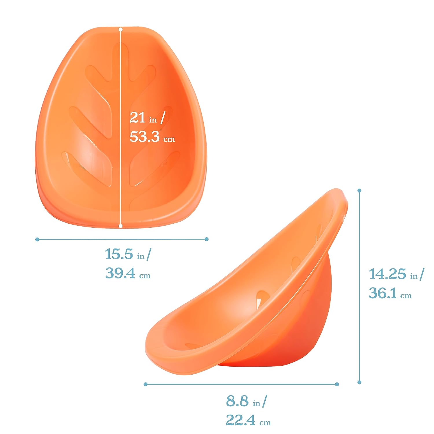 ECR4Kids Plastic Leaf Scoop Floor Rocker Seat, Classroom Furniture, Orange, 6-Piece