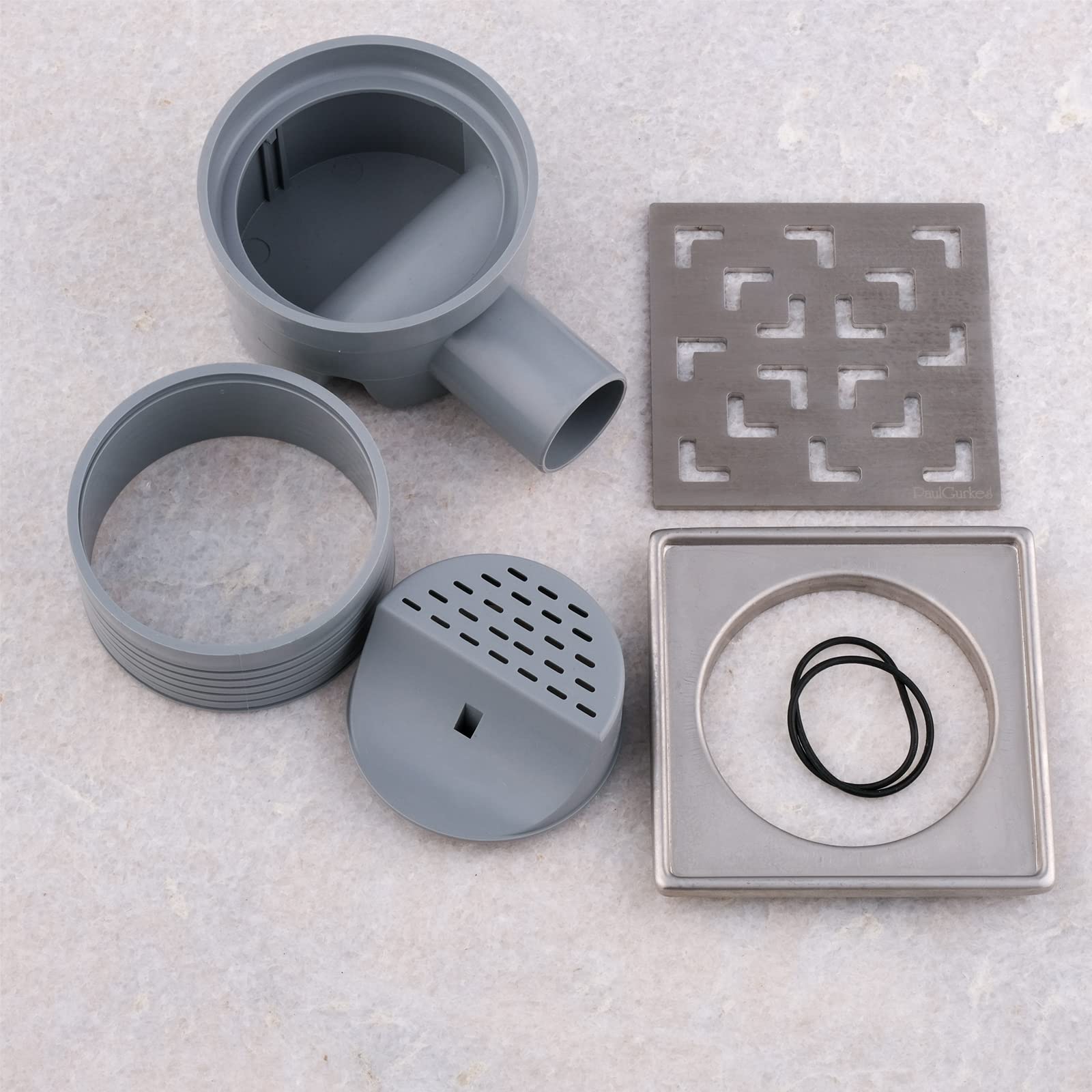 Desagüe de Ducha Cuadrado de Acero Inoxidable, Bodenablauf de Plástico con Rejilla, Conexión DN40, Desagüe de Suelo para Baño