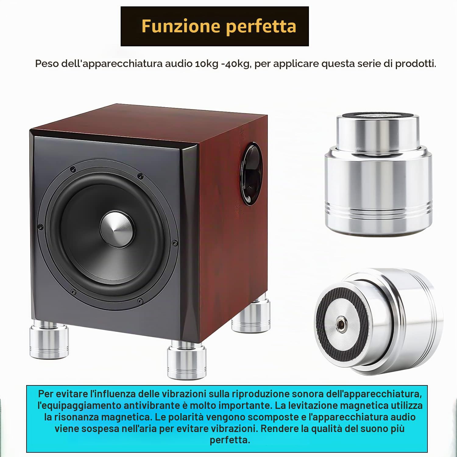 4 pezzi in alluminio ammortizzatore piedi Maglev isolamento HiFi audio ammortizzatore piede altoparlante supporto (4842)