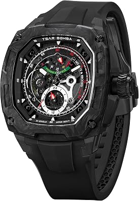 TSAR BOMBA Luxury Mens Watches Carbon Fiber Mechanical Watch Dark Matter-Interchangeable Automatic Watch TB8602