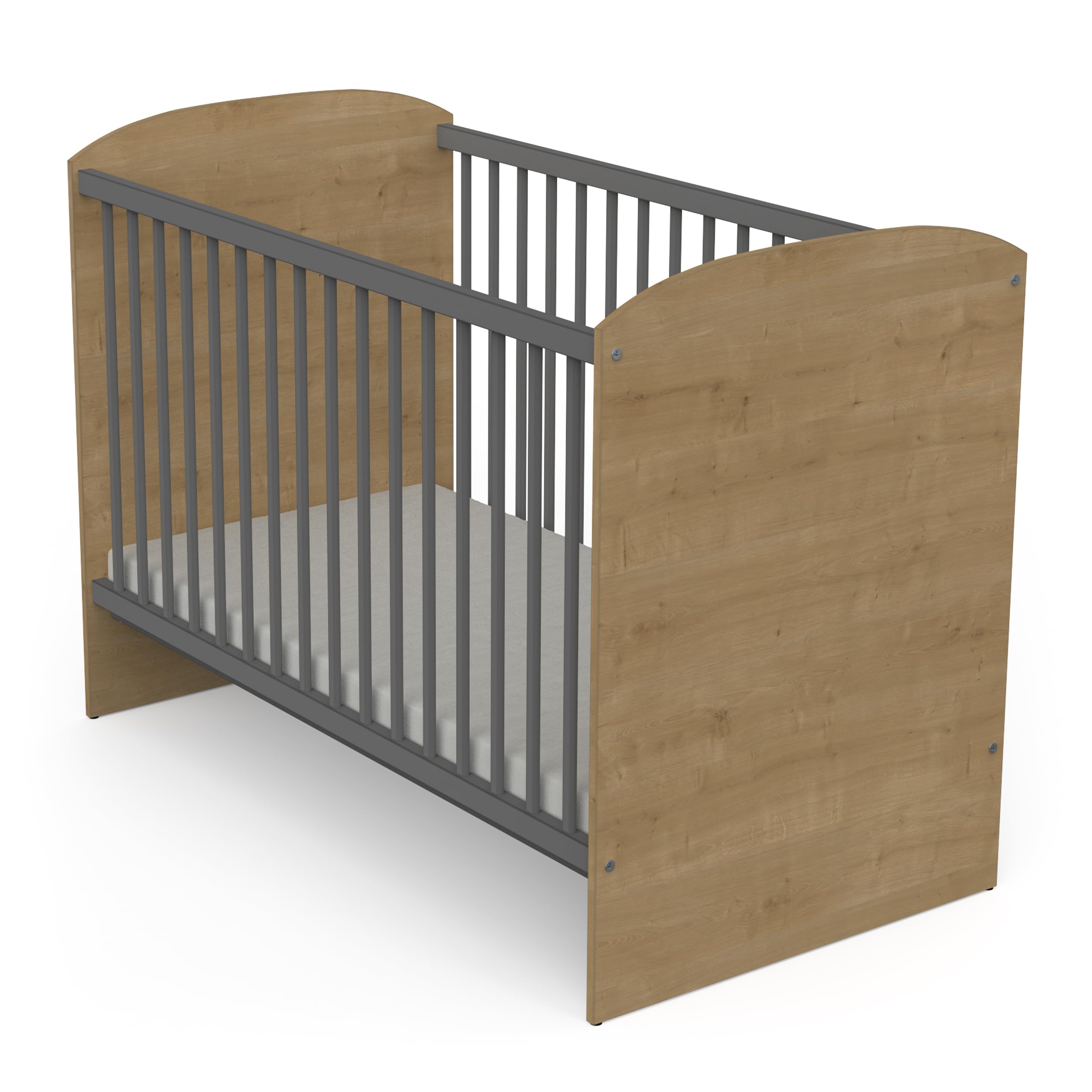 Lit Bebe Noir et Couleur Bois 60x120 cm pour Enfant de 0 à 3 Ans – Barreaux Sécurisés – Berceau et lit bébé Made in France