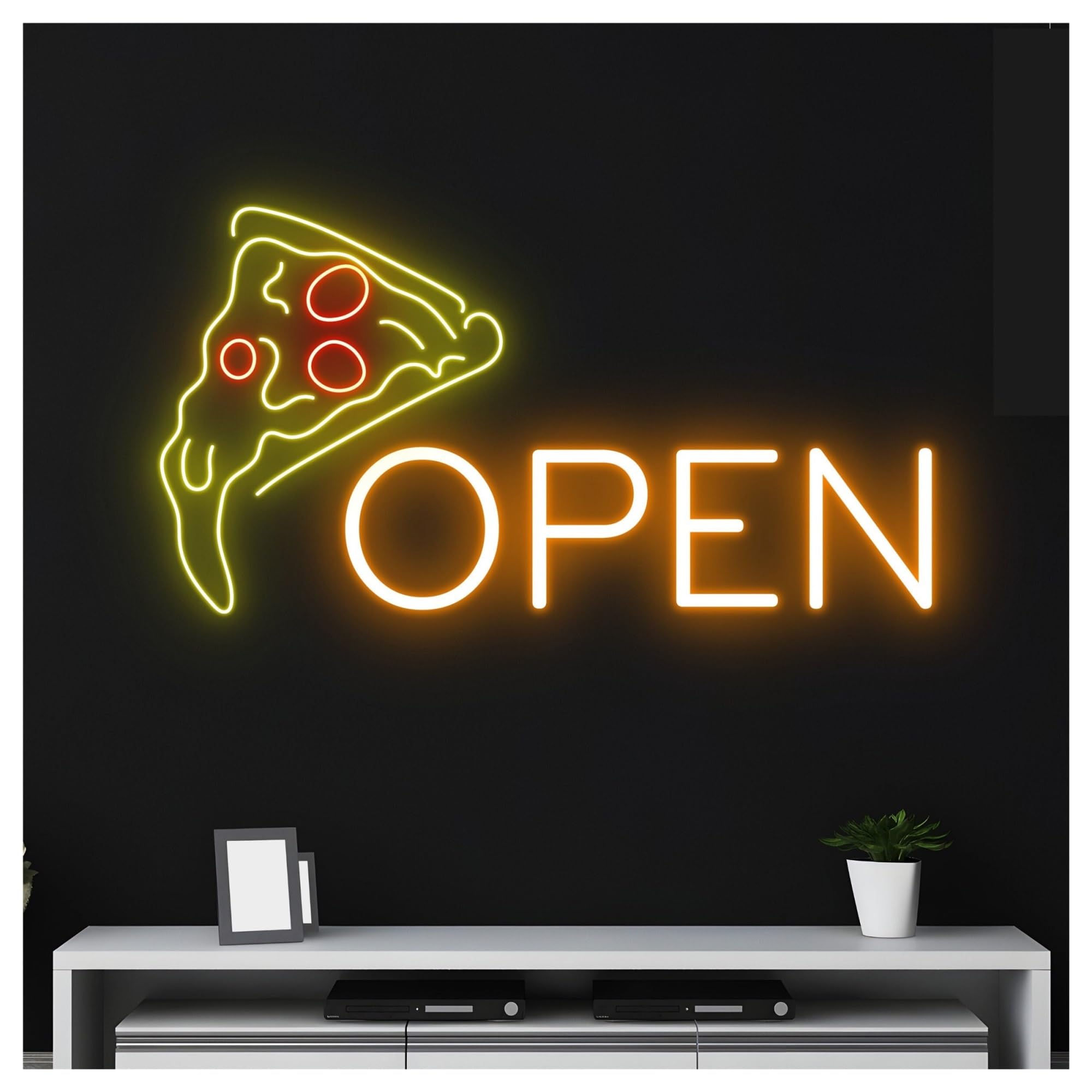 RONGCH Hanging Art Neon Signs Pizza Open Neon Sign, Suitable for Restaurant Shop Decor with Dimmable 50cm