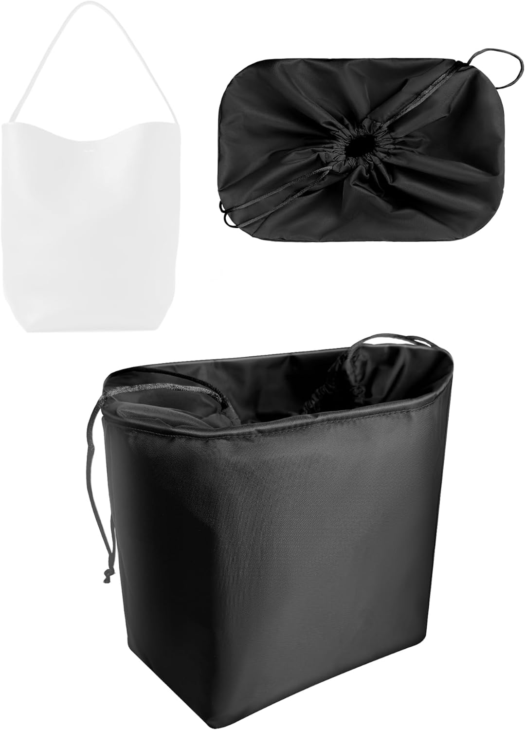 Purse Organizer Insert, Tall Zipper Bag Organizer Insert Fit for R-o-w NS Park Bucket Bag Lightweight Inside Drawstring Bag Organizer Insert