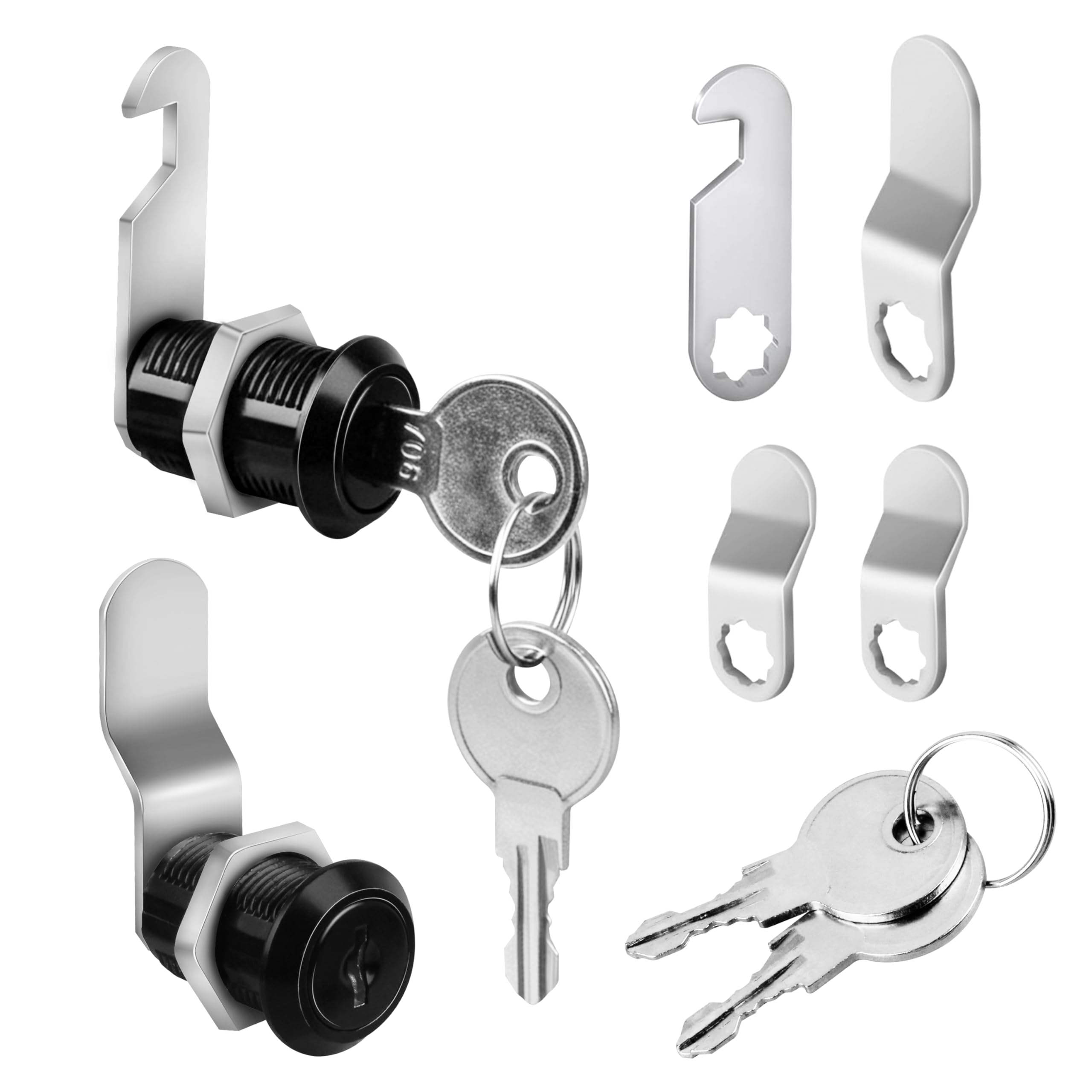 Cabinet Cam Lock with Keys, Keyed Alike,1-1/8 in.,Zinc Alloy,2 Sets