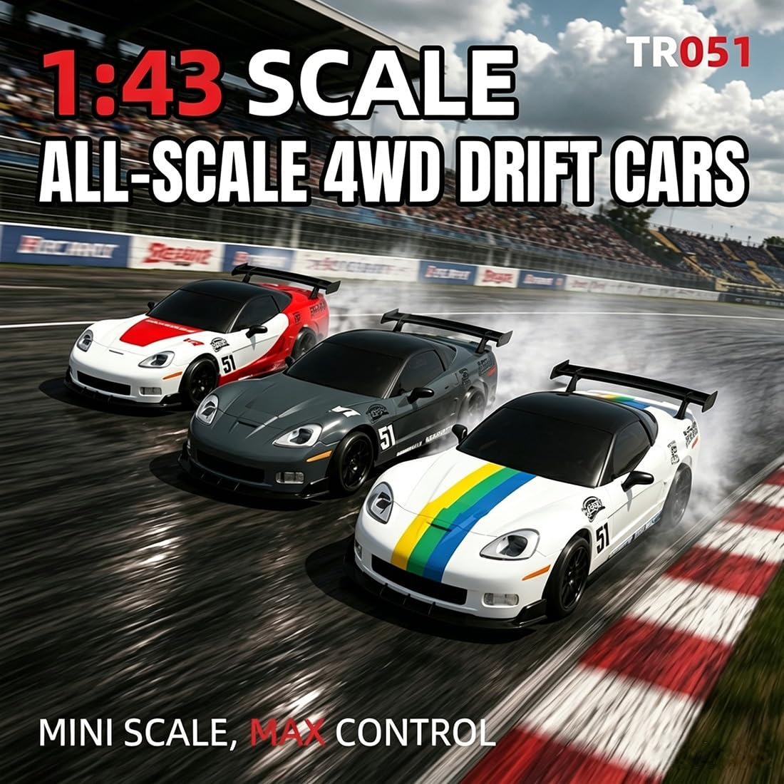 NULA TR051 RC Drift Auto 1:43 4WD Gyro Stabilizzazione 2,4 GHz Sport Racing Veicolo di Controllo Full proporzionale, pinze freno simulate, velocità massima 15 km/h, auto da corsa, rosso